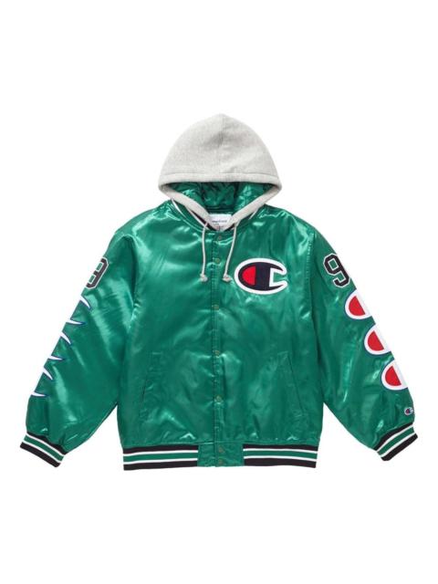 Supreme Champion Hooded Satin Varsity Jacket 'Kelly Green' SUP-FW18-556