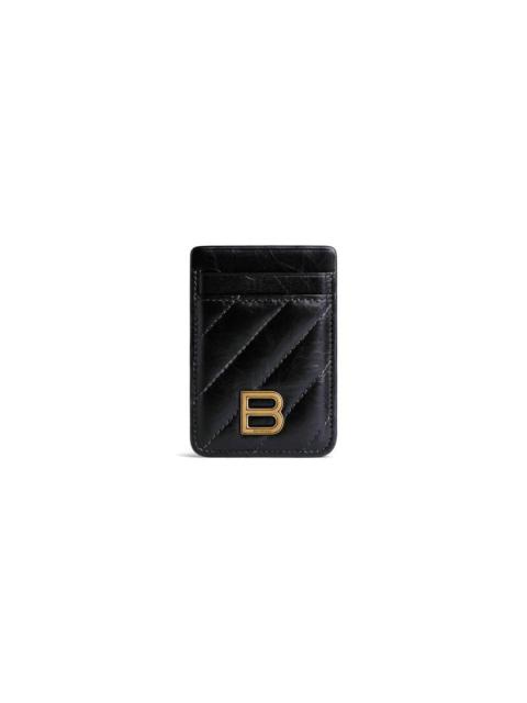 BALENCIAGA Women's Crush Magnet Card Holder Quilted in Black