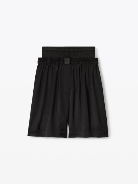 LAYERED BOXER SHORTS IN SILK CHARMEUSE