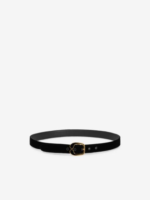 Etro velvet belt with enamelled Paisley buckle