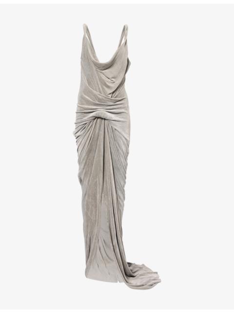 Rick Owens Strutter Draped Velvet Maxi Dress