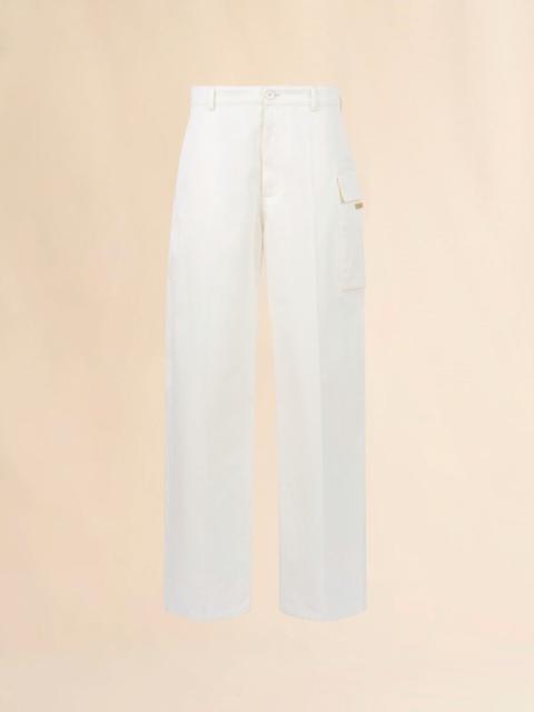 Marni WHITE GABARDINE PANTS WITH CARGO POCKET