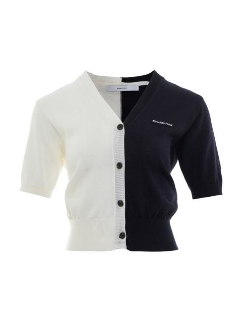 pushBUTTON Ivory Contrast Color Cardigan