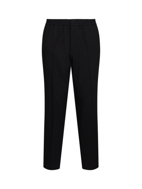 AMI Paris Black wool serge trousers with elasticated waistband