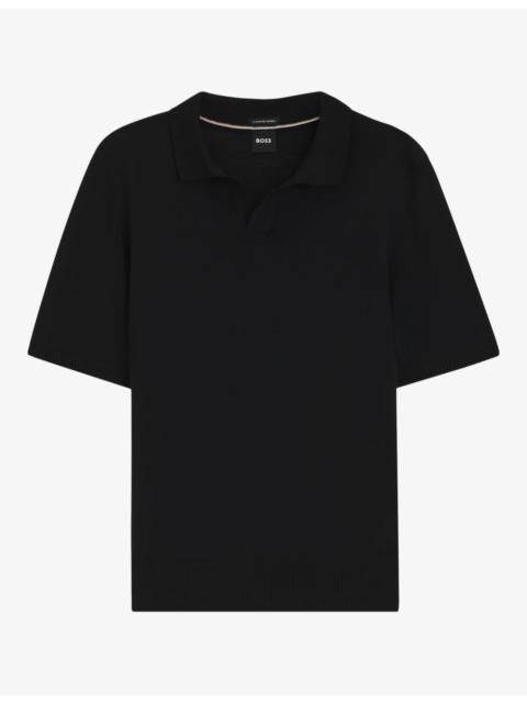BOSS Short-Sleeved Knitted Wool Polo Shirt