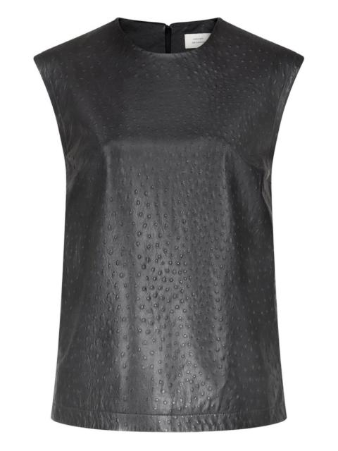 Loulou de Saison Fiza ostrich-effect leather top