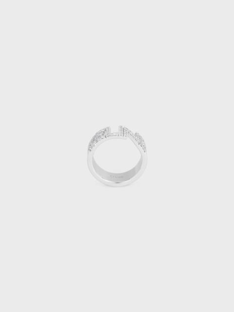 CELINE Celine Monochroms Strass Ring in Brass with Rhodium Finish and Crystals