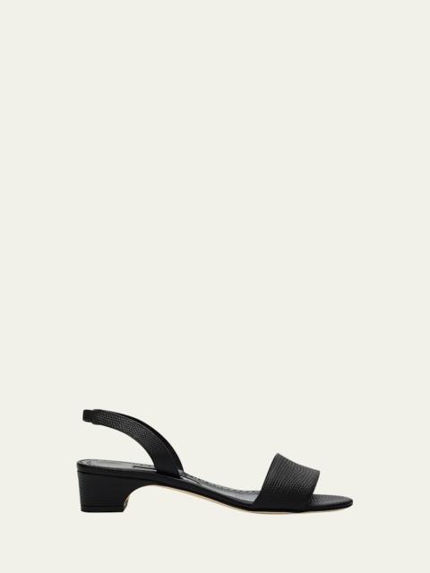 Manolo Blahnik 30mm Patobarnu Embossed Leather Sandals