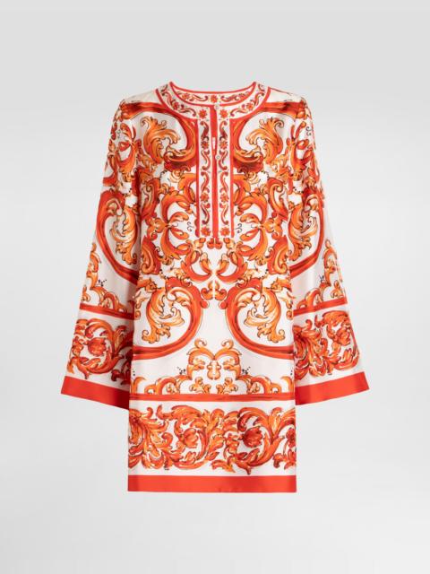 Dolce & Gabbana Kaftan dress in majolica-print twill