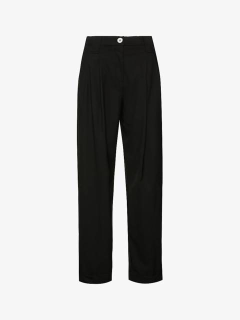 Drapey relaxed-fit straight-leg mid-rise recycled polyester-blend trousers