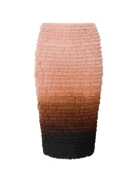 ELISABETTA FRANCHI shaded ruffled midi skirt