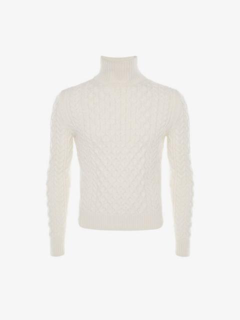Alexander McQueen Men's Wool Roll-neck Jumper in Ivory