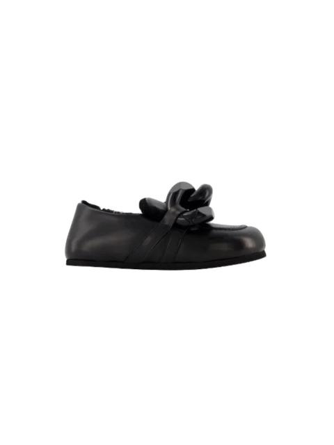JW Anderson BLACK LEATHER CHAIN LOAFERS