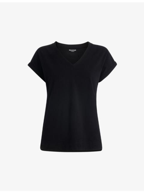 WHISTLES Willa V-neck organic-cotton T-shirt