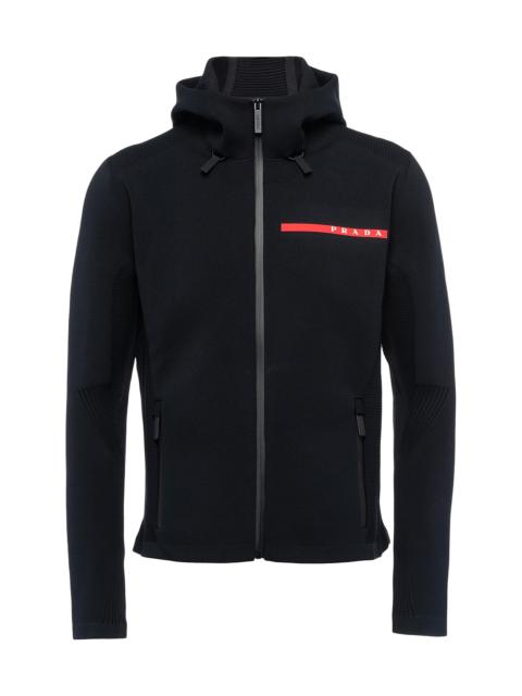 Prada Men's Techno Piqué Hoodie - Black