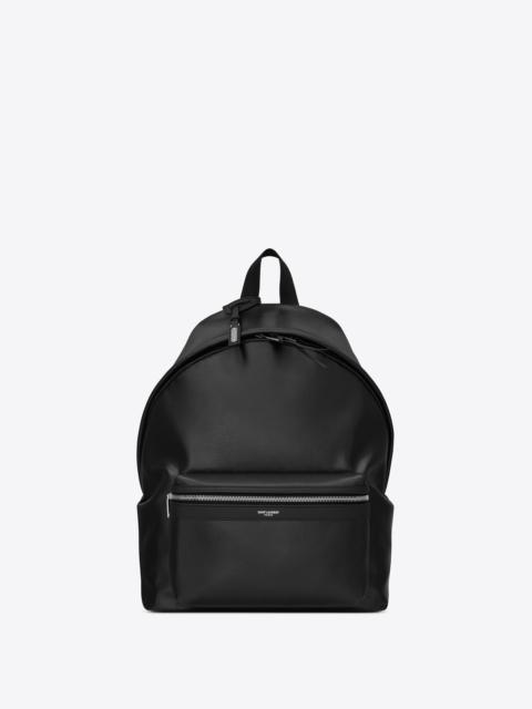 SAINT LAURENT city backpack in shiny textured canvas
