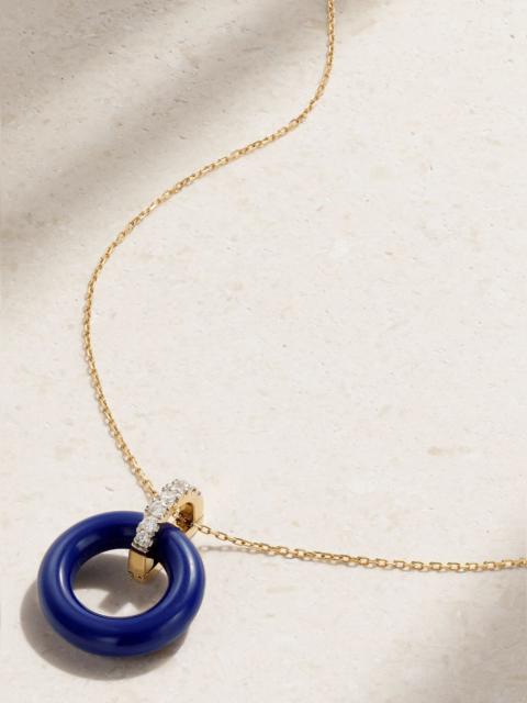 MATEO Donut 14-karat gold, lapis lazuli and diamond necklace Blue