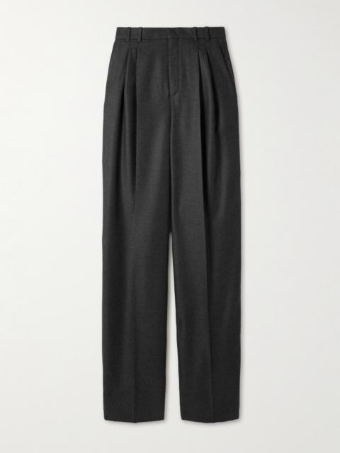 SAINT LAURENT Pleated Cashmere-twill Wide-leg Pants