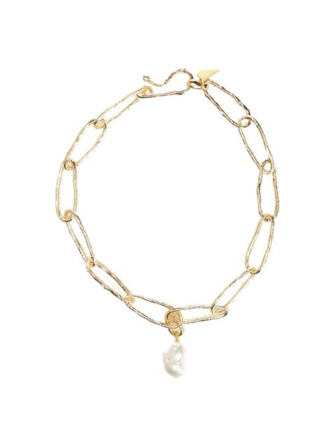 forte_forte hammered-link pearl necklace