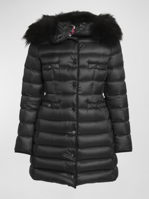 Moncler Hirma Hooded Shearling Long Down Jacket