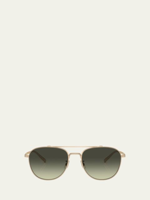 Oliver Peoples Men's Double-Bridge Metal Aviator Sunglasses
