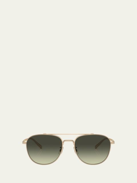 Oliver Peoples Men's Double-Bridge Metal Aviator Sunglasses