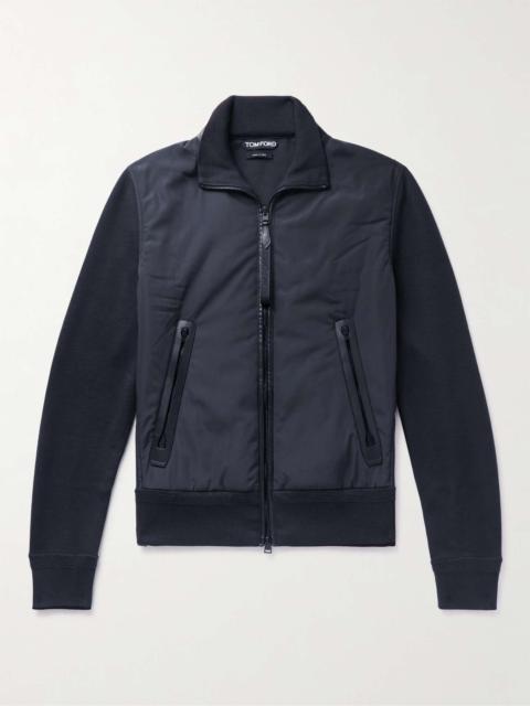 TOM FORD Panelled Ribbed Wool and Shell Zip-Up Cardigan