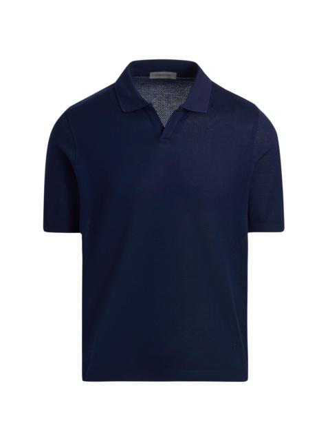 CORNELIANI Men's Textured Cotton Johnny Collar Polo Shirt - Navy