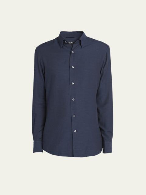 ZEGNA Men's Cashmere-Cotton Cashco Sport Shirt