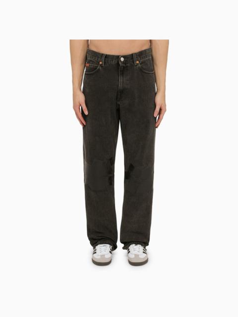 Martine Rose Black denim jeans with tape at the knees