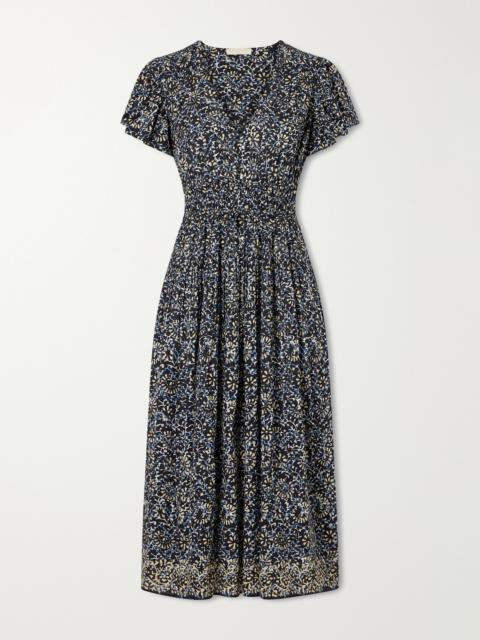 ULLA JOHNSON Lyria Gathered Printed Cotton-blend Midi Dress