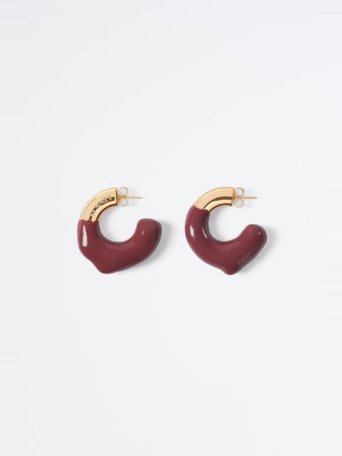 SUNNEI PURPLE BROWN RUBBERIZED SMALL GOLD EARRINGS
