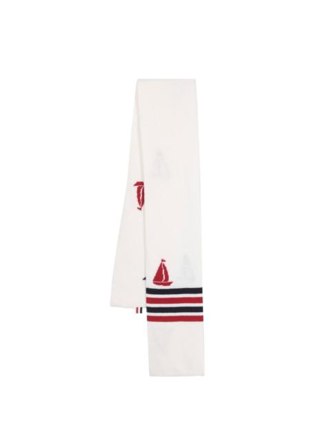 sail-motif merino wool scarf