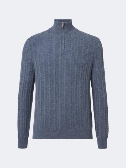 FEDELI Cable-knit cashmere half-zip sweater