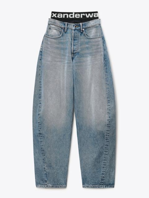 Alexander Wang Blow-Up Jeans with Logo Bike Short Waistband