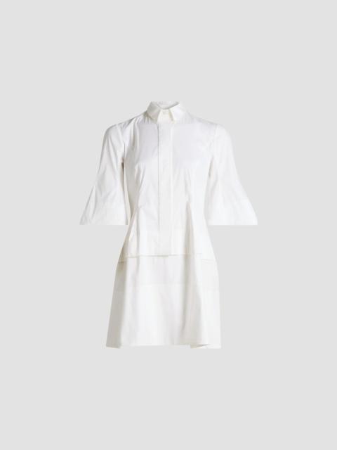 LELA ROSE Women's Poplin Flare-Sleeve Shirtdress - White