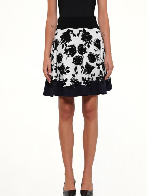 Alexander McQueen Rose Jacquard Mini Skirt in Ivory/Black