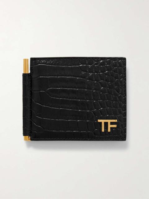 TOM FORD Logo-Embellished Croc-Effect Leather Billfold Wallet and Money Clip
