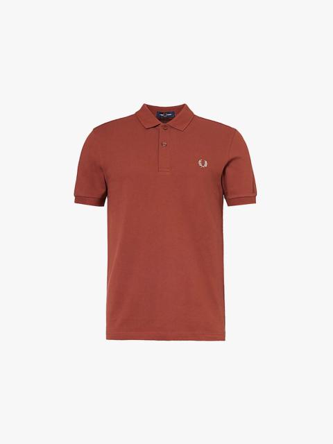 Brand-embroidery short-sleeves regular-fit cotton-piqué polo shirt