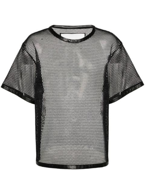 perforated leather-trim T-shirt