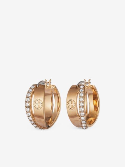 TORY BURCH Icon Pavé double hoop earrings