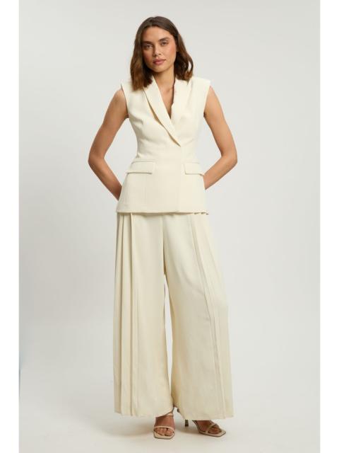 KAREN MILLEN Petite Tailored Crepe Asymmetric Pleat Wide Leg Jumpsuit