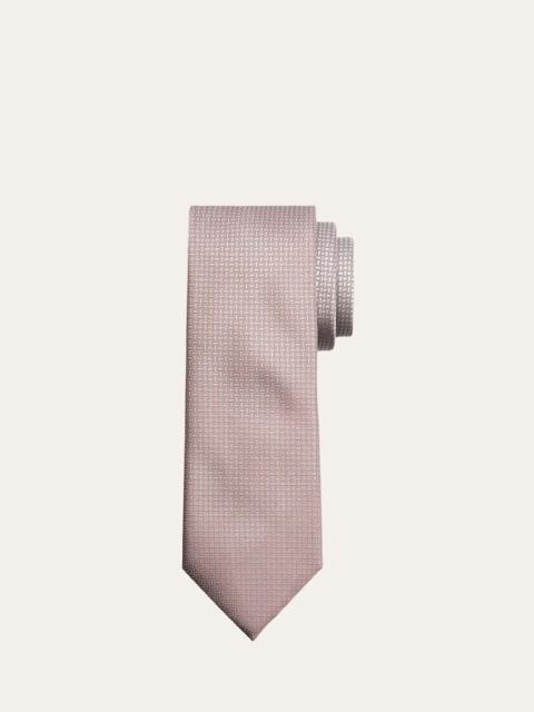 Brioni Men's Micro-Geometric Square Jacquard Silk Tie