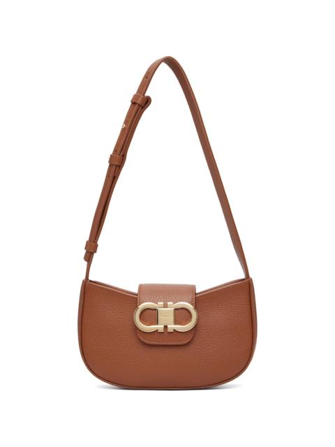 FERRAGAMO Tan Double Gancini Mini Shoulder Bag