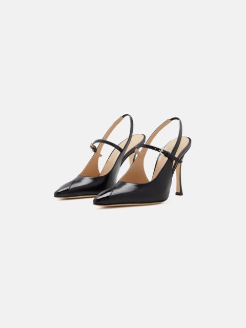 Alessandra Rich LEATHER SLINGBACK WITH CONTRASTING POINT-10.5CM