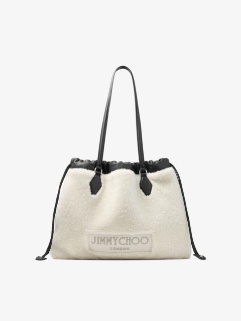 JIMMY CHOO Drawstring Tote Medium
Natural Shearling Drawstring Tote with Leather Trims