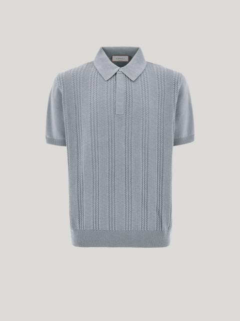 Canali BRIANZA GREEN COTTON AND MODAL POLO SHIRT WITH VERTICAL WORKMANSHIP