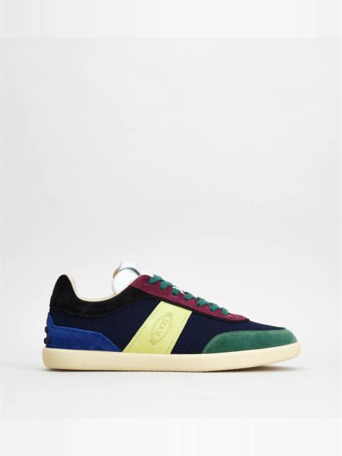 TOD'S TABS SNEAKERS IN SUEDE AND TECHNICAL FABRIC - BLUE, YELLOW, GREEN