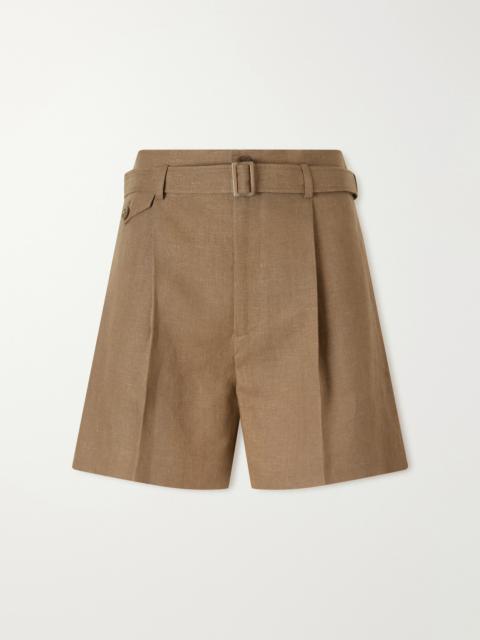Ralph Lauren Denise Belted Pleated Linen Shorts