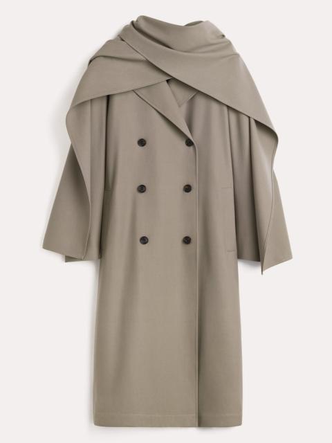 Double-breasted scarf trench dark taupe